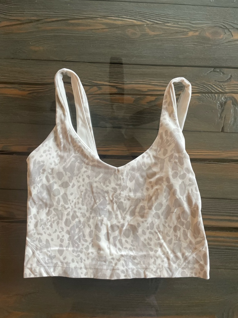 lululemon athletica White Leopard Print Crop Top